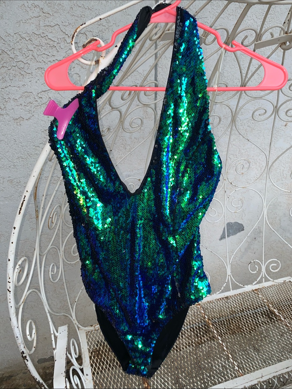 Beautiful 💚💙Iridescent Sequin One-Piece bodycon - Green Blue